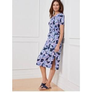 TALBOTS Nantucket Slub Side‎ Tie Midi Dress Charming Floral Paisley Sz XS NWT